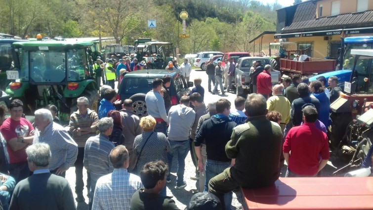 Tractorada en Viana do Bolo para denunciar la falta de apoyo de la Xunta tras las heladas