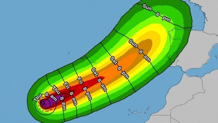 El huracán Ophelia llegará a Galicia este fin de semana, aunque debilitado