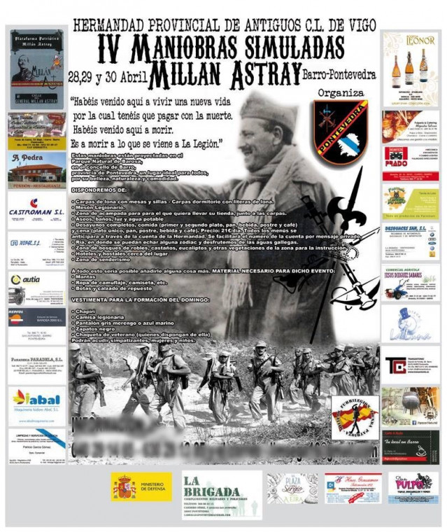 Cartel con el programa de la Hermandad de Caballeros de la Legión