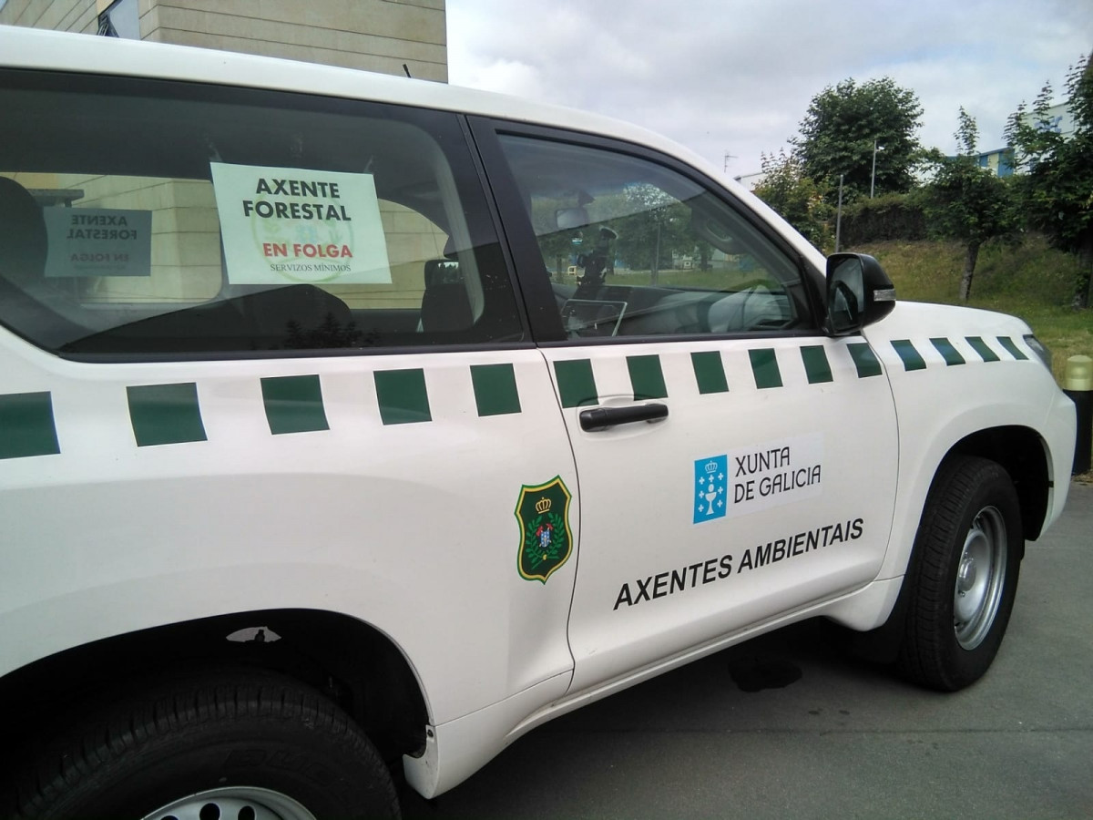 Agentes forestales en huelga, el pasado 25 de julio