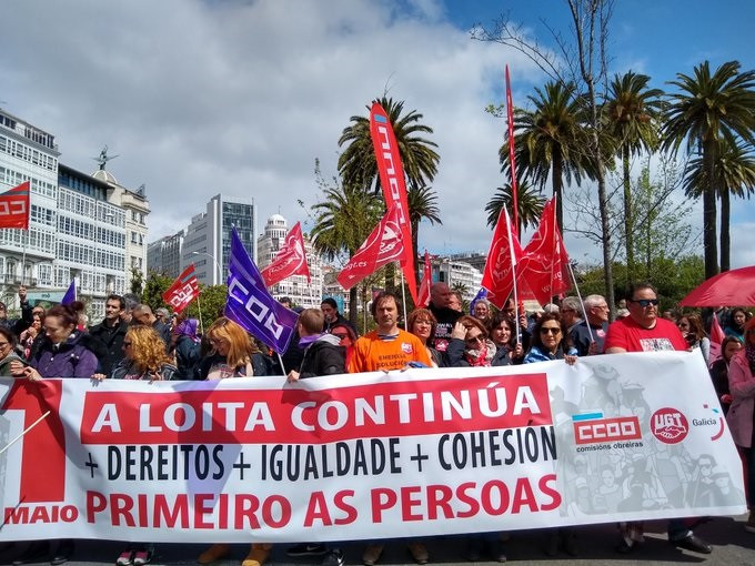 Miles de gallegos piden a Sánchez derrogar las reformas laborales en las marchas del 1 de mayo