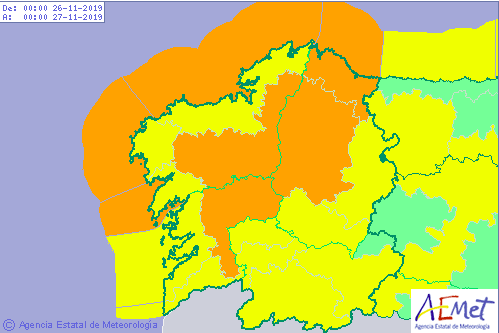 Alerta naranja en gran parte de Galicia este martes por viento