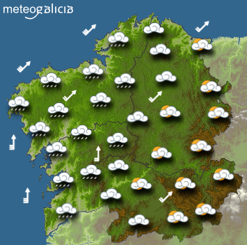 Tiempo para este domingo en Galicia: llega un frente que trae nubes y lluvias a lo largo del día