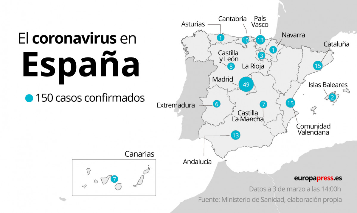 Mapa coronavirus en Espau00f1a obra de EP data