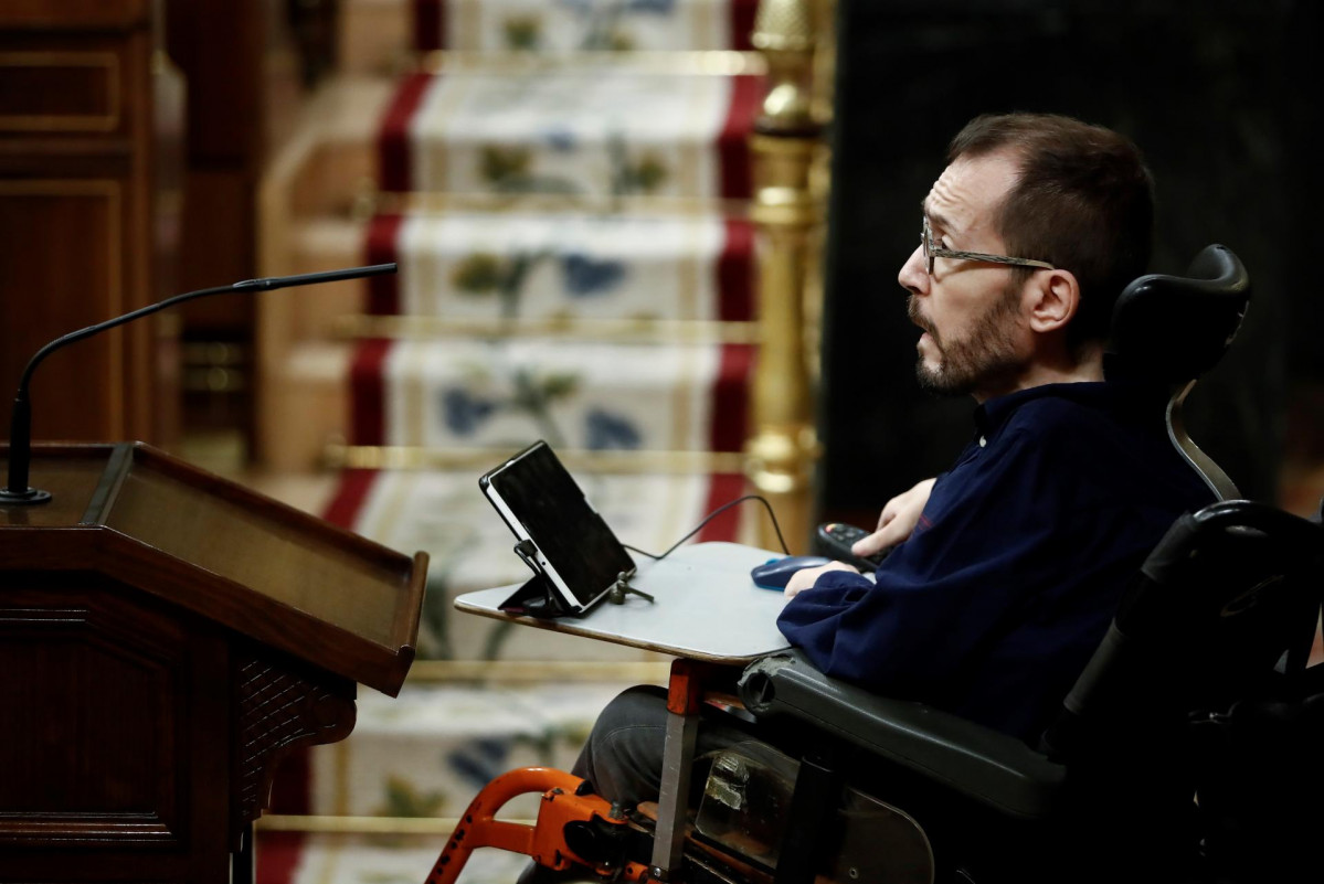 El portavoz parlamentario de Unidas Podemos, Pablo Echenique, en el Congreso