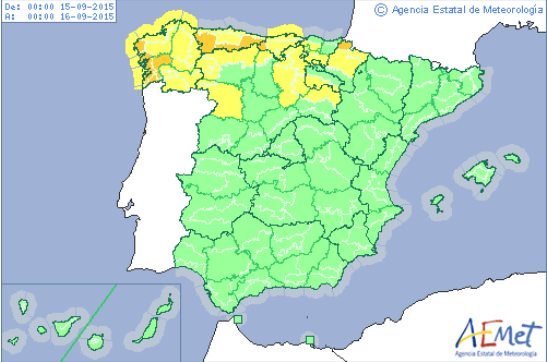 La ciclogénesis explosiva hará que un total de 15 provincias estén hoy en alerta por lluvia, viento y olas