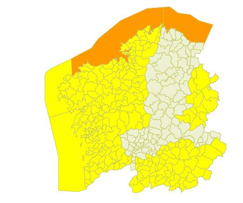 Alertas meteorológicas en casi toda Galicia este jueves y viernes por viento y lluvia