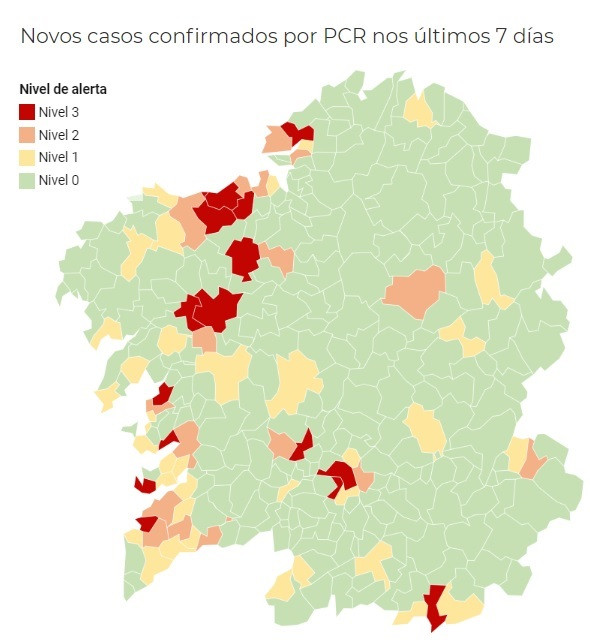 Alerta roja por coronavirus Nigrán, Poio, Narón y Culleredo mientras O Barco baja nivel naranja