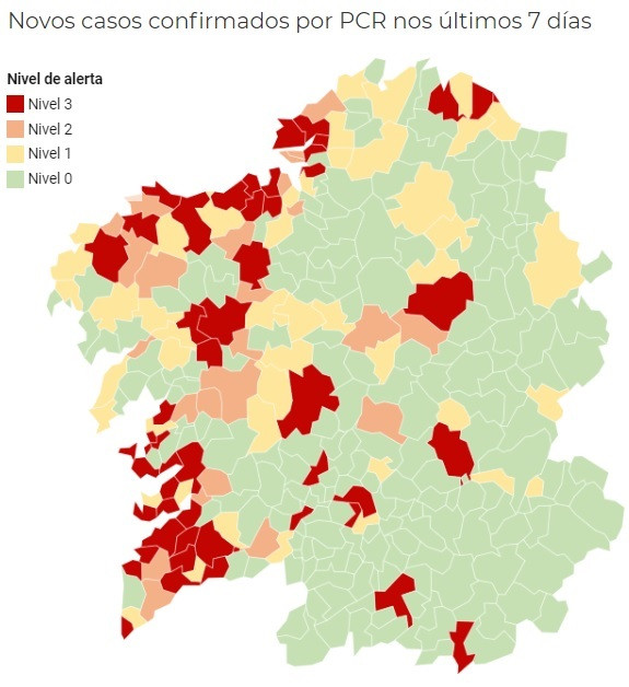 Imagen del mapa 'semáforo' de la Xunta a día 6 de noviembre de 2020