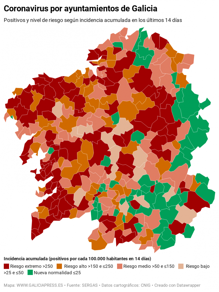 ¿Cuántos positivos tiene mi ayuntamiento? ¿Y su nivel de riesgo de coronavirus? Nuevo mapa de incidencia municipal