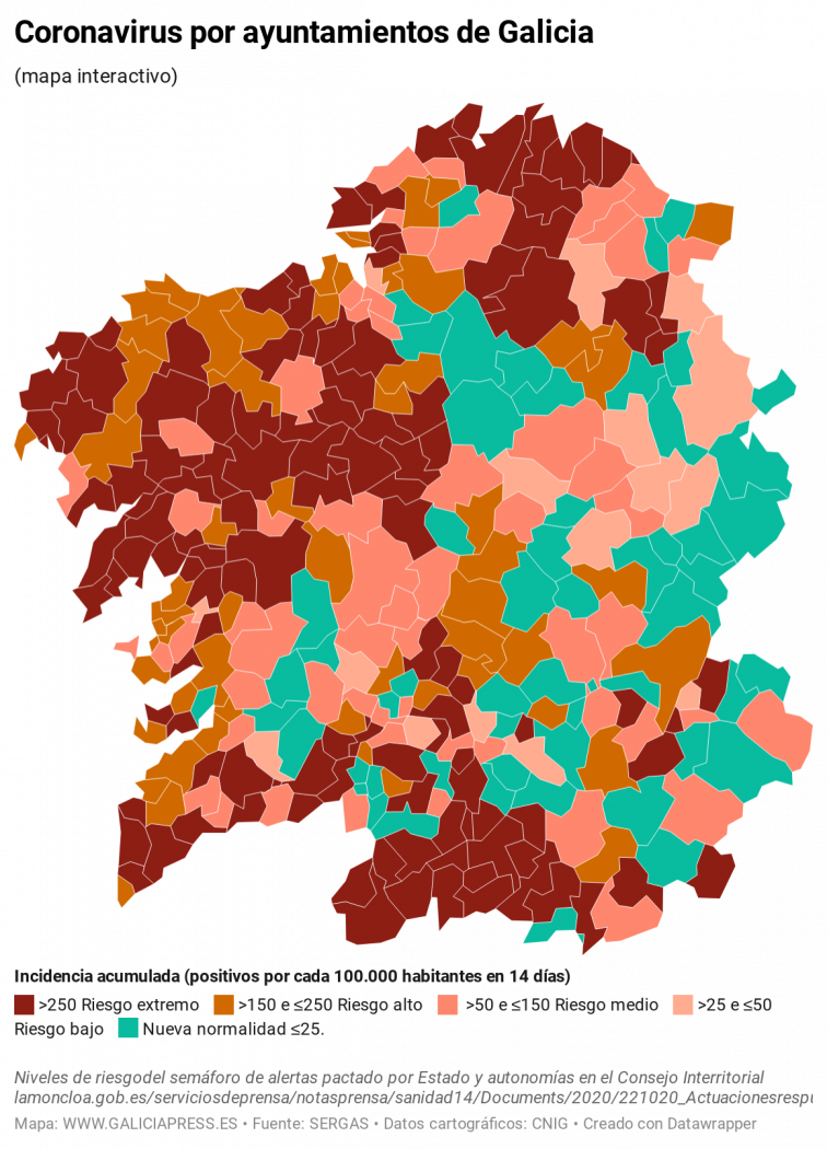 Covid por municipios: Fuertes subidas en A Coruña, Viveiro, Arteixo, Vigo, Ferrol, Xinzo y Ourense