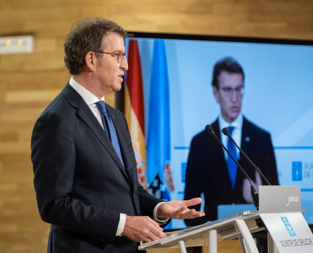 Alberto Nüñez Feijóo en rueda de prensa tras el Consello de la Xunta del 11 de febrero de 2021