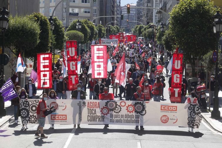 Comisiones y UGT marcharán juntos en todas las ciudades de Galicia el 1 de mayo por el pleno empleo