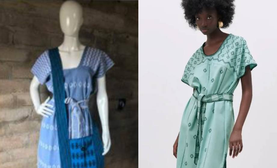 Vestido tradicional a la izquierda y vestido de Zara acusado de apropiación cultural por el Gobierno de México