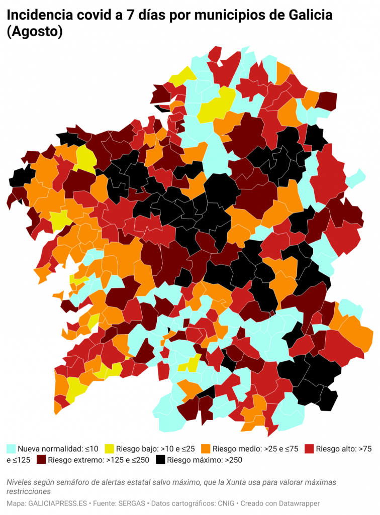 Covid por concellos: Lugo y Ourense son las ciudades con peor evolución; Ordes y Monforte ya en descenso