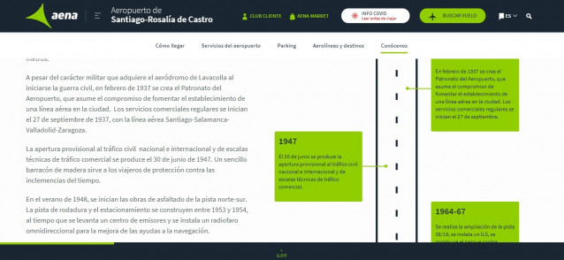 Captura de la web de Aena en la que la Asociación para la Recuperación de la Memoria Histórica (ARMH) denuncia que se 