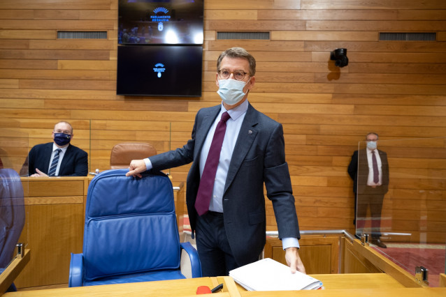 Feijóo, en el pleno del Parlamento.