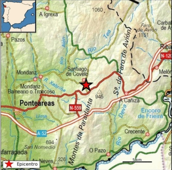 Pequeños terremotos siguen sucediéndose en Galicia, hoy hubo en Covelo (Pontevedra) y O Carballiño (Ourense)