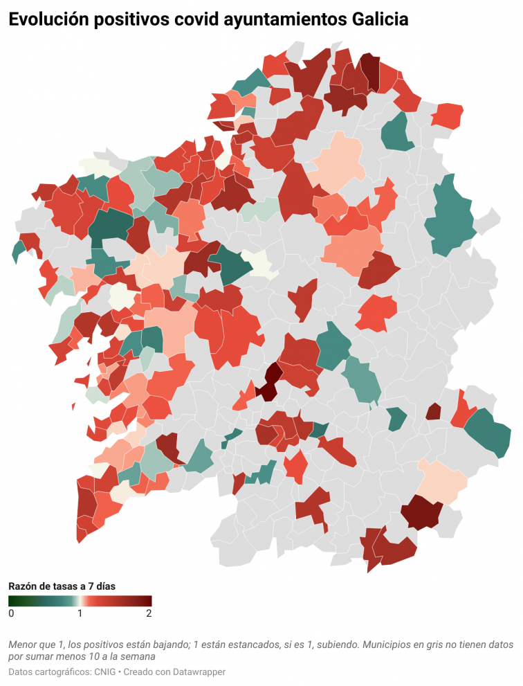 Covid municipios: A Coruña, Ourense y Ferrol lideran una nueva ola de contagios de la que no se libra casi ninguno