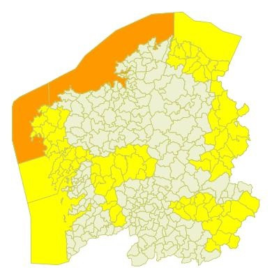 Alerta por importantes lluvias en los próximos días en Galicia, sobre todo en las noches del viernes y del domingo