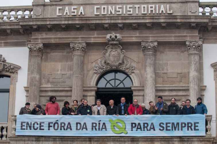 O Concello de Pontevedra colga a pancarta de Ence Fóra