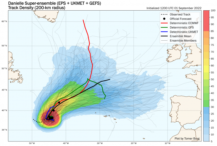 Danielle se convertirá hoy en huracán y una minoría de previsiones lo acercan a Galicia pero sin tocar tierra