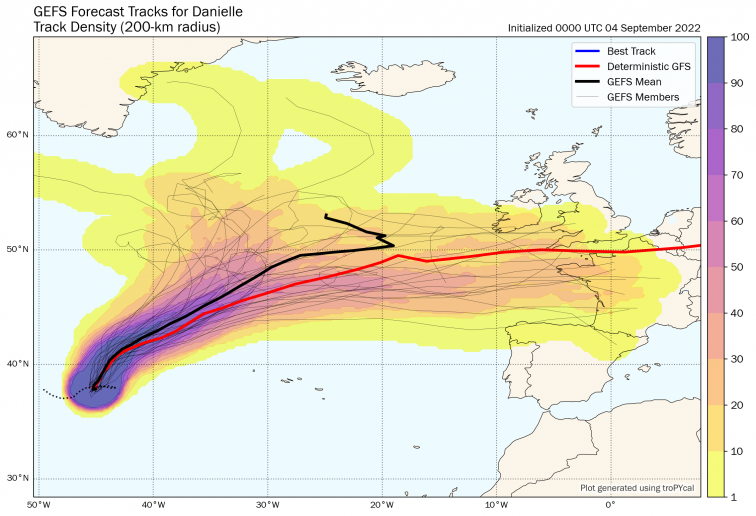 Las últimas estimaciones acercan al huracán Danielle a Galicia