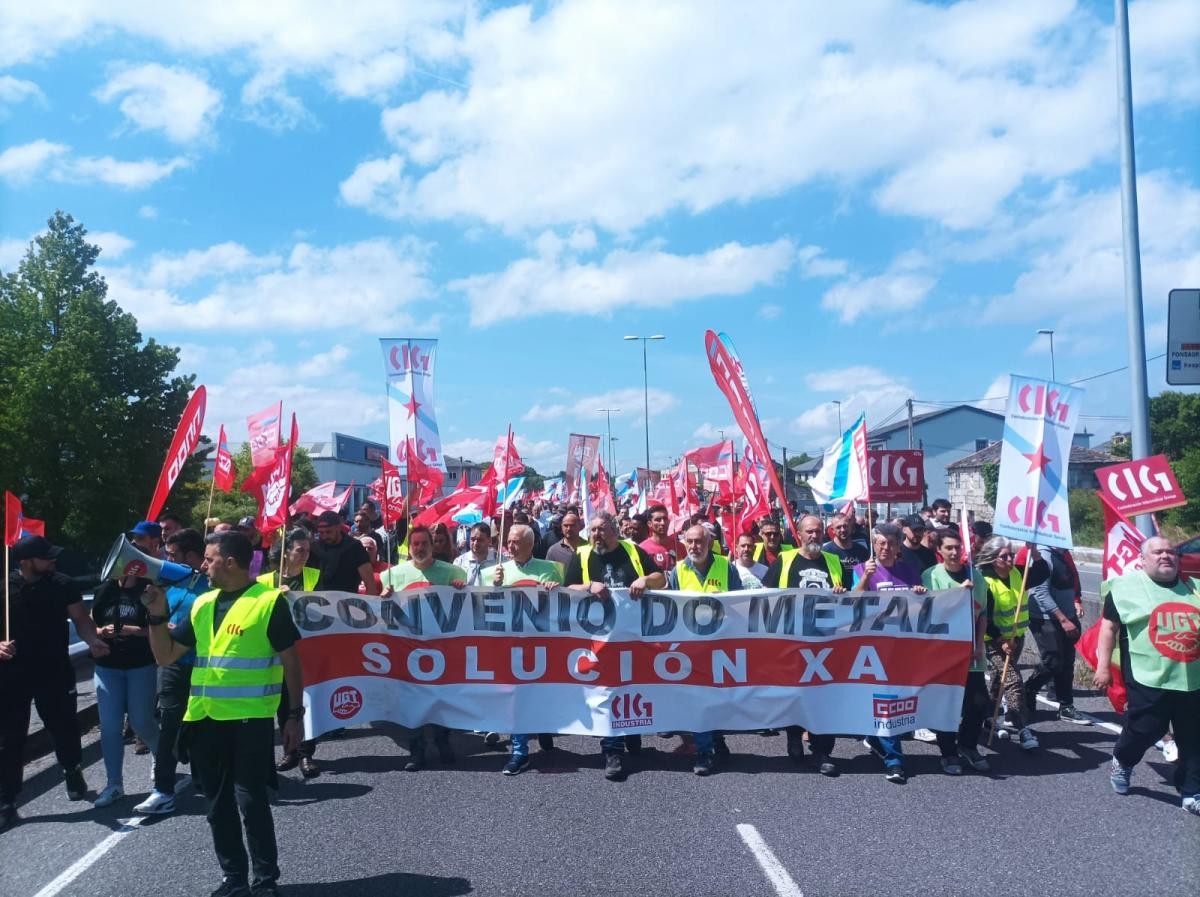 Segundo du00eda de la huelga de metal en Lugo en una foto de CCOO