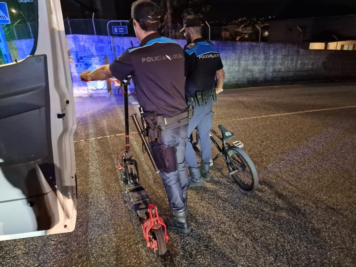 Patinete y bicicleta intervenida en Poio (Pontevedra).