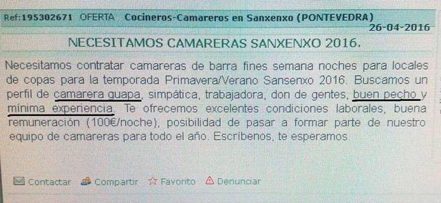 Una supuesta oferta de empleo que buscaba una camarera 