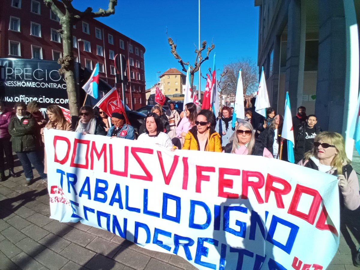 Trabajadoras de DomusVi Ferrol en una protesta este enero en una imagen de la CIG