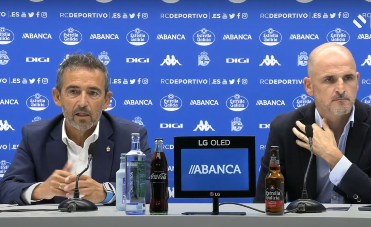 Alvaro Garcu00eda presidente del deportivo y Fernando Soriano director deportivo