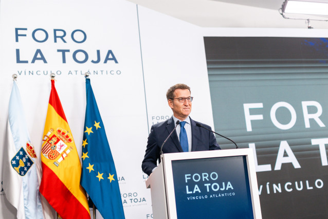 El presidente del PP, Alberto Núñez Feijóo, en el Foro la Toja, 30 de septiembre de 2023. O Grove (Pontevedra)