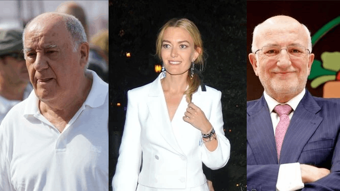 Amancio Ortega, su hija Marta Ortega (Inditex)  y Juan Roig (Mercadona)