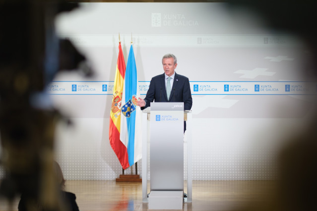 El presidente de la Xunta, Alfonso Rueda, en rueda de prensa.