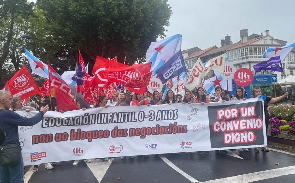 Una pasada manifestaciu00f3n de los trabajadores de escuelas infantiles en una foto de CIG