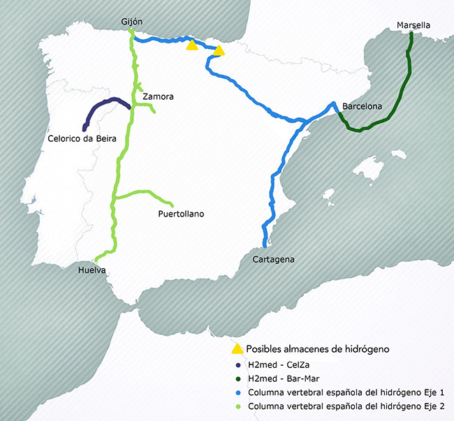 Principales hidroductos planificados por Espau00f1a en una imagen publicada por la web de la Moncloa