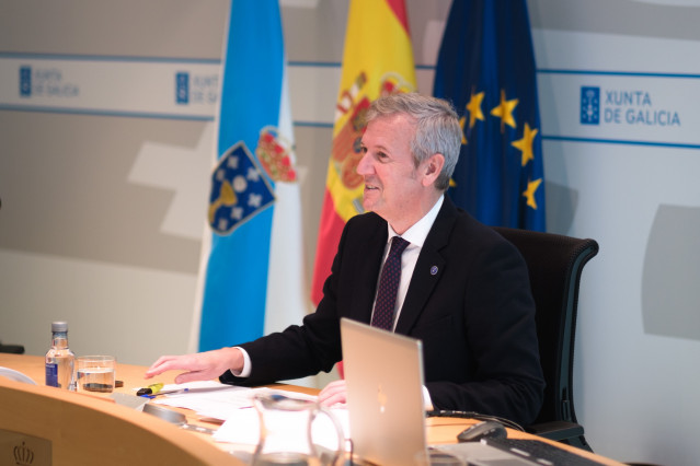 El presidente de la Xunta, Alfonso Rueda, en la reunión del Consello