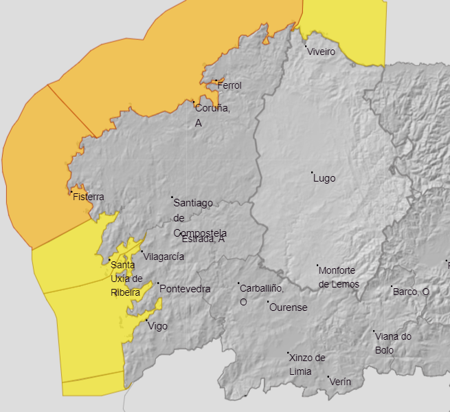Alerta naranja en prácticamente toda la costa coruñesa este viernes, donde la lluvia vuelve a ser protagonista