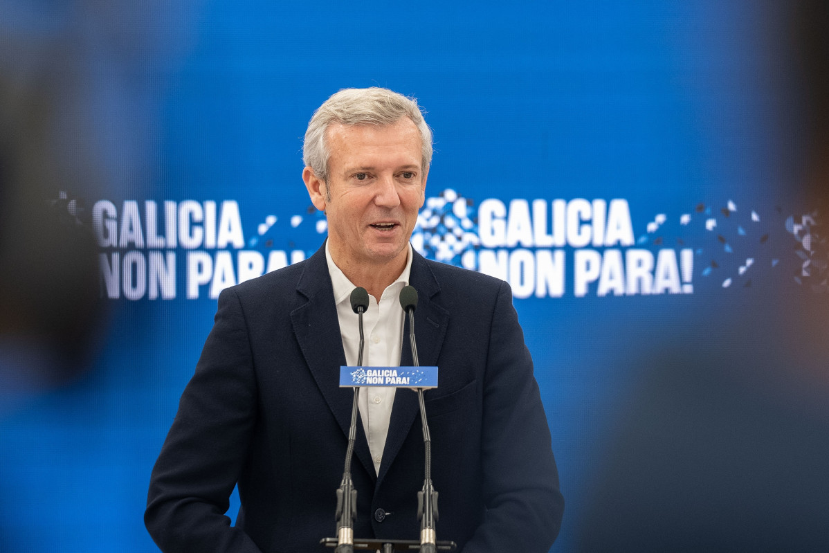 El candidato del PSdeG a la Presidencia de la Xunta, Alfonso Rueda, este viernes en el Comité de Dirección del PPdeG