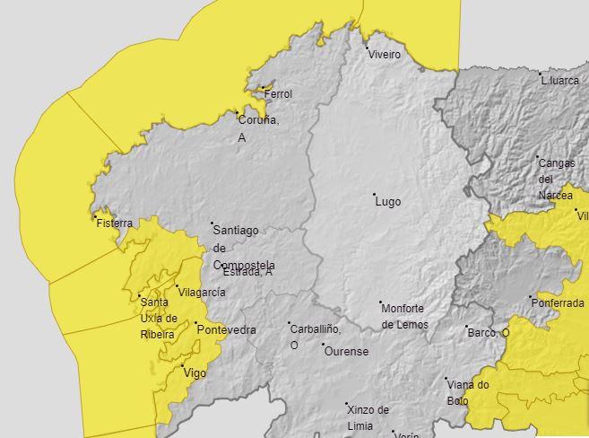 Alertas por riesgo de inundaciones en algunos ríos y por temporal sobre todo en las Rías Baixas