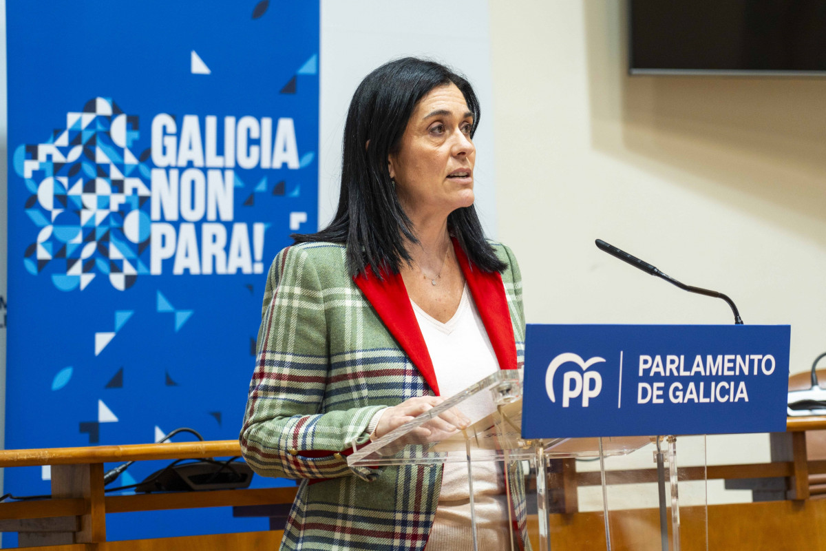 La secretaria general del PPdeG, Paula Prado, en declaraciones a los medios.