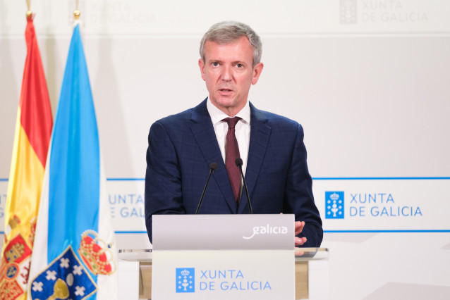 El presidente de la Xunta, Alfonso Rueda, en rueda de prensa.