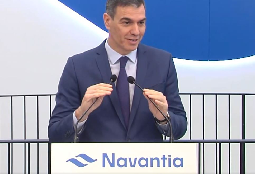 Pedro Su00e1nchez en rueda de prensa en Navantia Ferrol