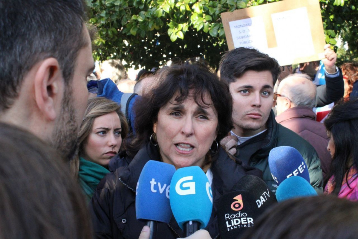 La candidata de Podemos Galicia a la Presidencia de la Xunta, Isabel Faraldo, en la manifestación de la sanidad