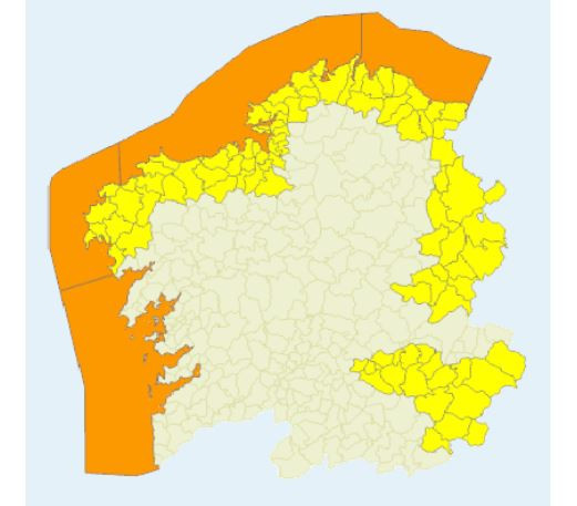 Alertas de Meteogalicia vigentes para el jueves