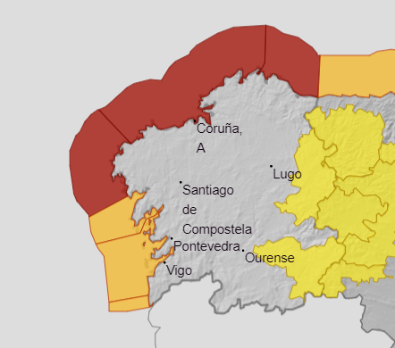 Alerta roja por temporal: olas de hasta nueve metros en la costa de A Coruña y Lugo este viernes