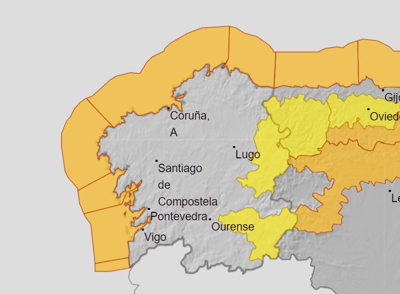 Alertas de AEMET para el lunes