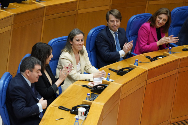 La hasta ahora conselleira de Infraestruturas en funciones, Ethel Vázquez, en el pleno de constitución de la XII legislatura Parlamento de Galicia, en la que será secretaria de la Cámara gallega.