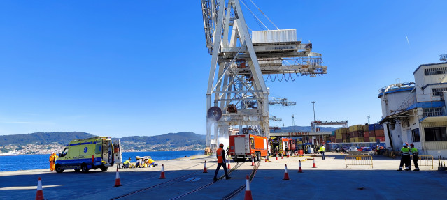 Simulacro ambiental y de seguridad realizado en el Puerto de Vigo, a 24 de mayo de 2024.